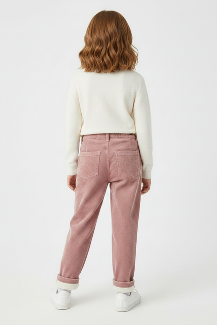 Pantalon Velours Rose Côtelé Doublé Chaud Enfant - Cordé - vue 2