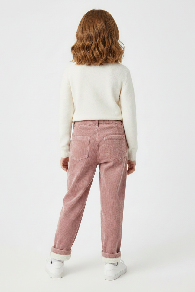 Pantalon Velours Rose Côtelé Doublé Chaud Enfant - Cordé - vue 2