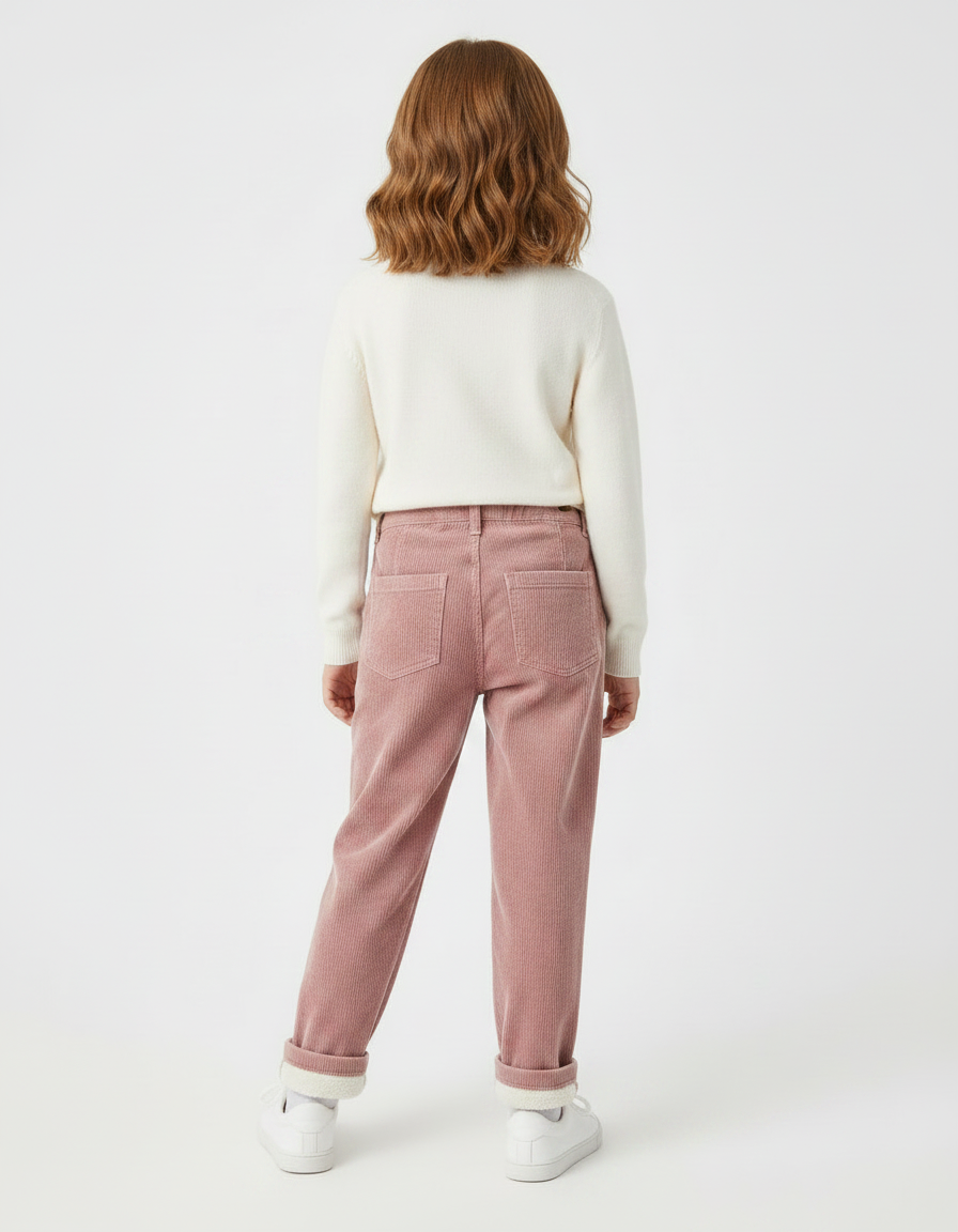 Pantalon Velours Rose Côtelé Doublé Chaud Enfant - Cordé - vue 2
