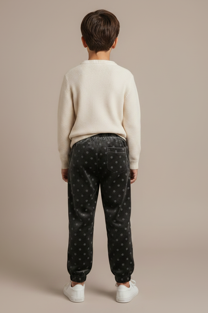 Pantalon Velours Gris Pois Ample Enfant - vue 2