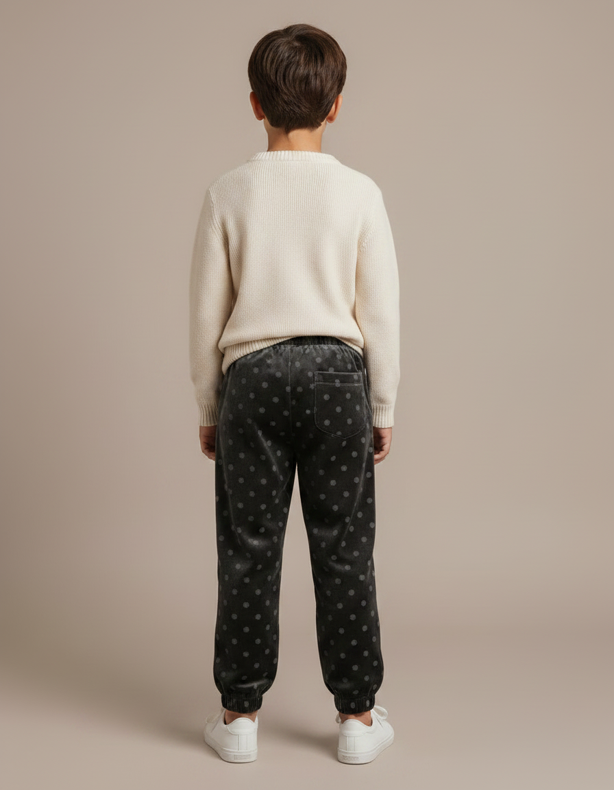 Pantalon Velours Gris Pois Ample Enfant - vue 2