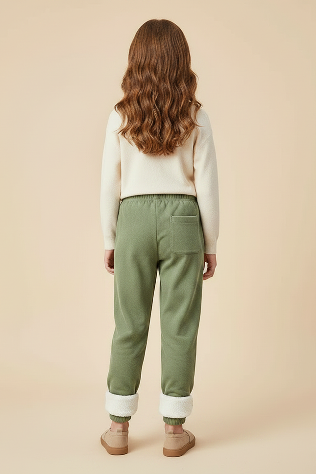 Pantalon Velours Vert Doublé Sherpa Enfant Décontracté Chaud - vue 2