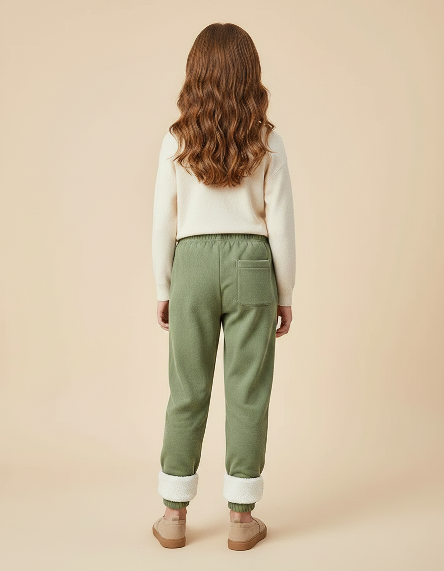 Pantalon Velours Vert Doublé Sherpa Enfant Décontracté Chaud - vue 2