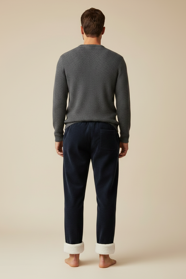 Pantalon Velours Marine Doublé Polaire Homme Confortable - vue 2