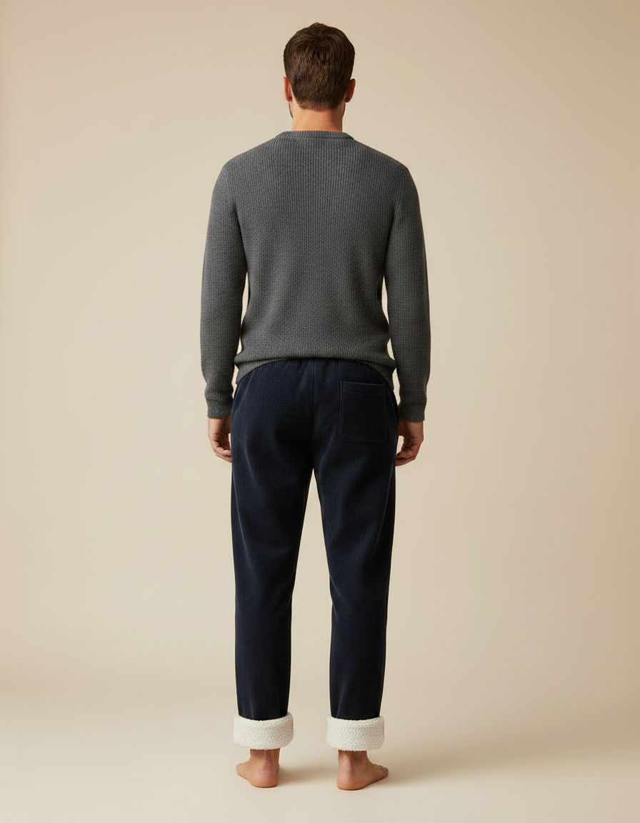 Pantalon Velours Marine Doublé Polaire Homme Confortable - vue 2