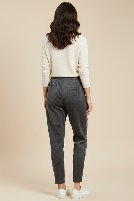 Pantalon En Velours Côtelé Pour Femme - Gris Cordé - vue 2