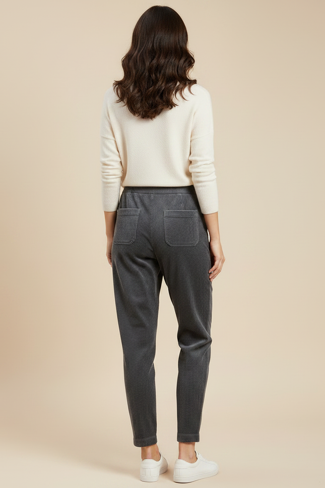 Pantalon En Velours Côtelé Pour Femme - Gris Cordé - vue 2