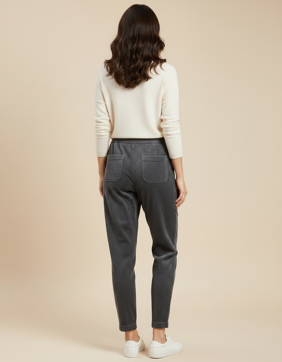 Pantalon En Velours Côtelé Pour Femme - Gris Cordé - vue 2