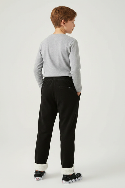 Pantalon Velours Noir Côtelé Doublé Chaud Enfant - Cordé - vue 2