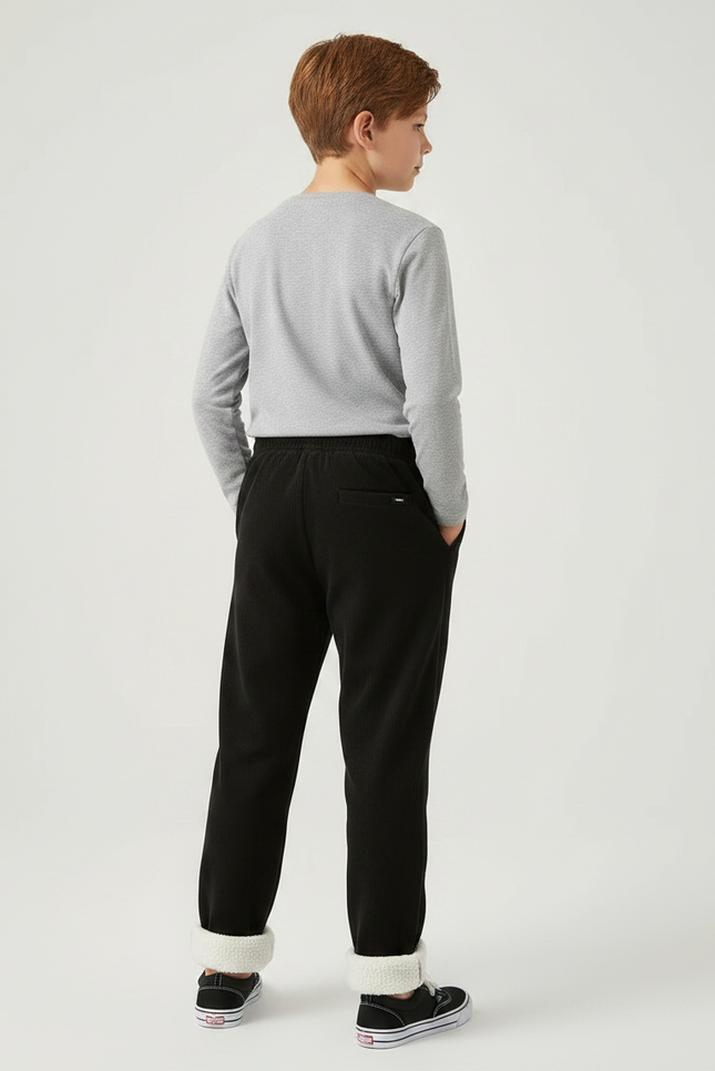 Pantalon Velours Noir Côtelé Doublé Chaud Enfant - Cordé - vue 2