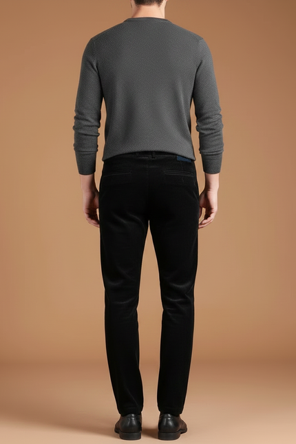 Pantalon Velours Noir Côtelé Droit Chaud Homme - Cordé - vue 2