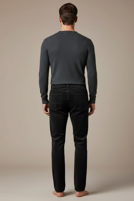 Pantalon Velour Cotelé Noir - Cordé - vue 2