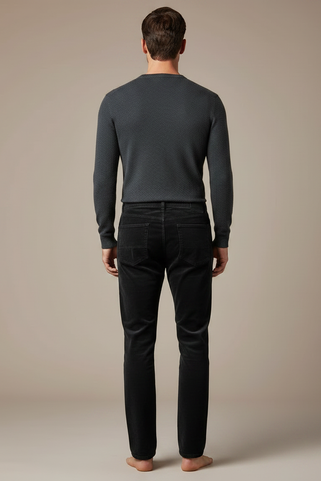 Pantalon Velour Cotelé Noir - Cordé - vue 2