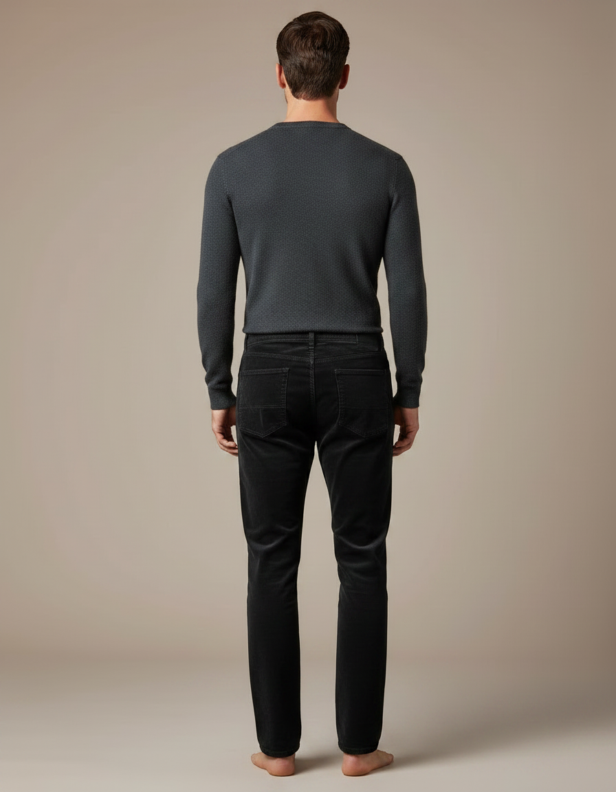 Pantalon Velour Cotelé Noir - Cordé - vue 2
