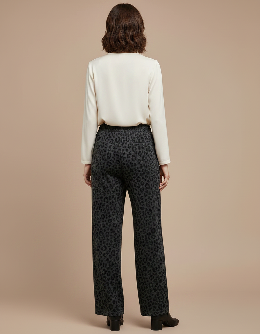 Pantalon Velours Léopard Large Femme Hiver Décontracté - Imprimé - vue 2