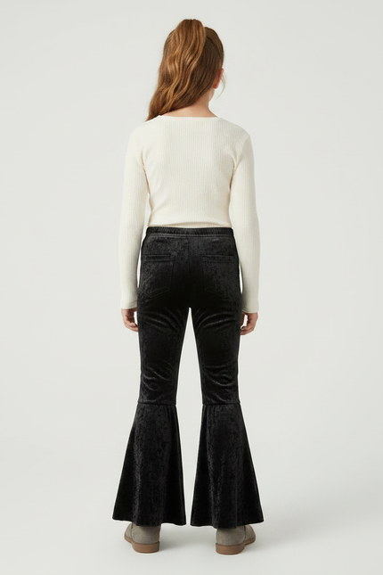 Pantalon Velours Noir Évasé Enfant Doux Confortable - vue 2