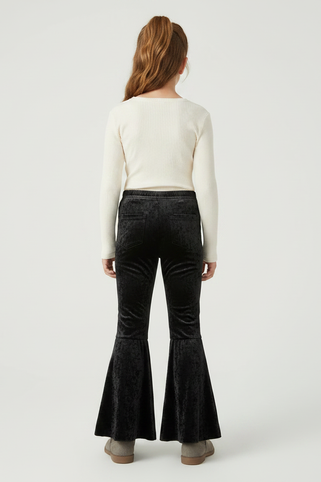 Pantalon Velours Noir Évasé Enfant Doux Confortable - vue 2