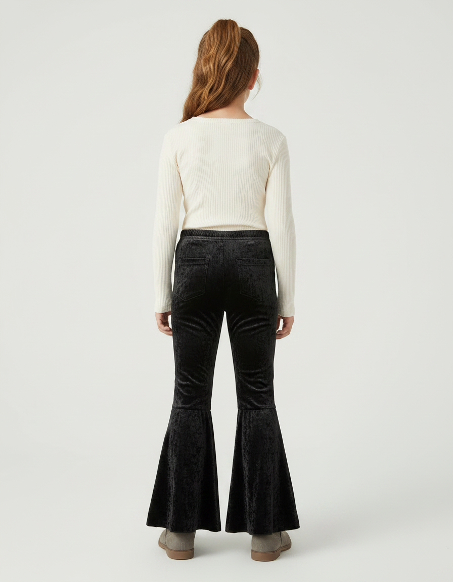 Pantalon Velours Noir Évasé Enfant Doux Confortable - vue 2