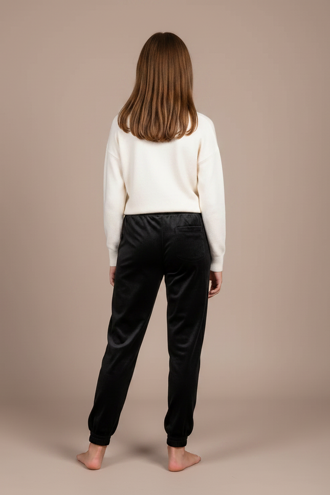 Pantalon Velours Noir Jogging Strass Enfant - vue 2
