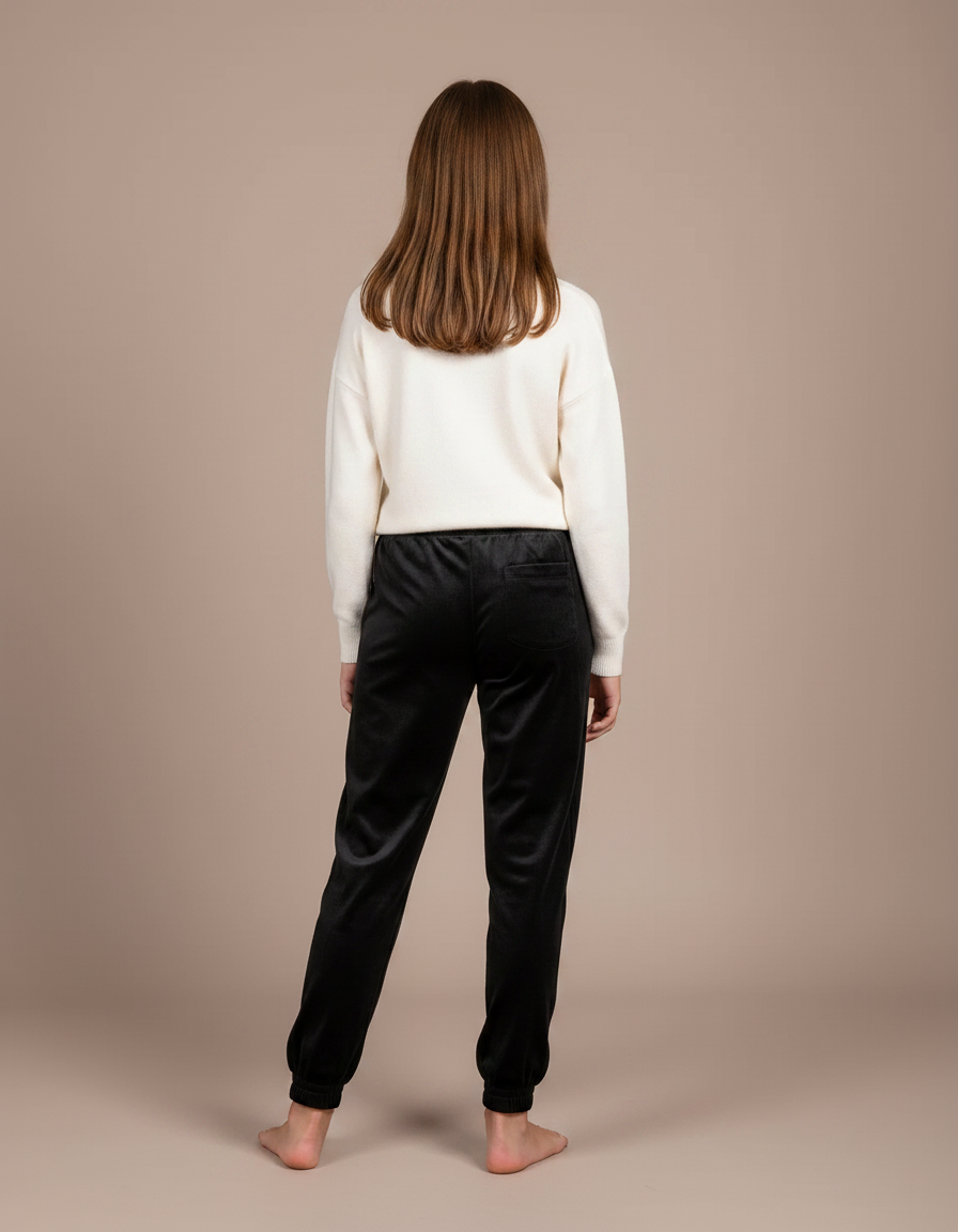 Pantalon Velours Noir Jogging Strass Enfant - vue 2