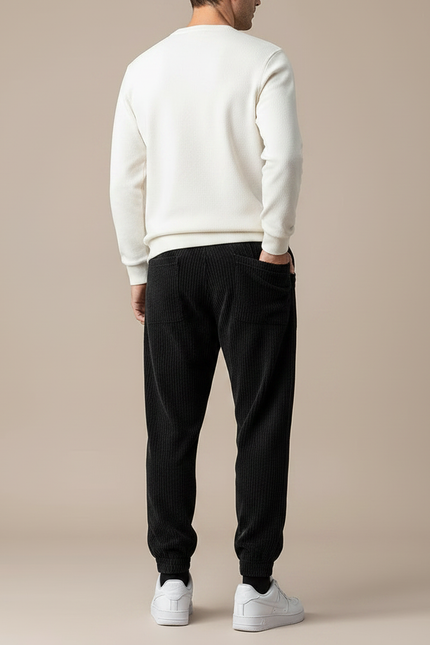 Pantalon Velours Noir Côtelé Jogger Homme Décontracté - Cordé - vue 2