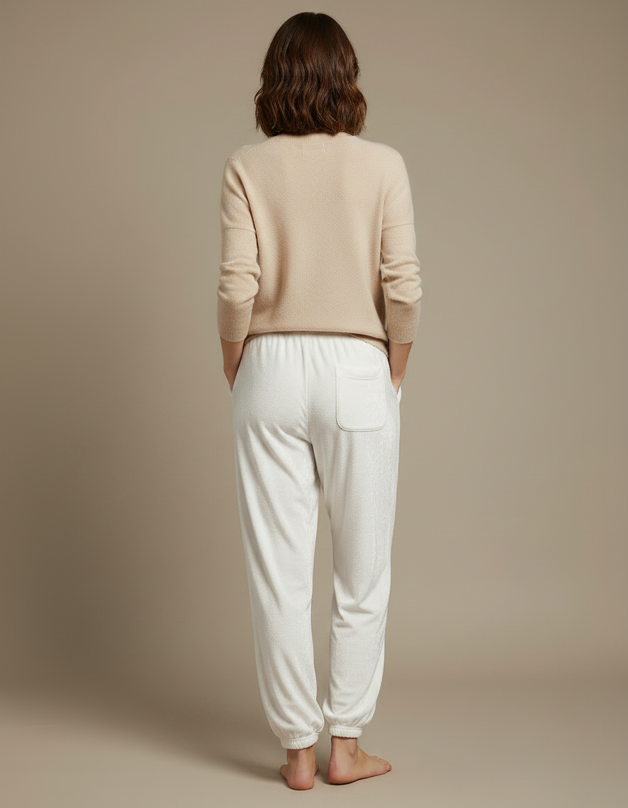 Pantalon Velours Blanc Ample Doux Élastique Décontracté Femme - vue 2