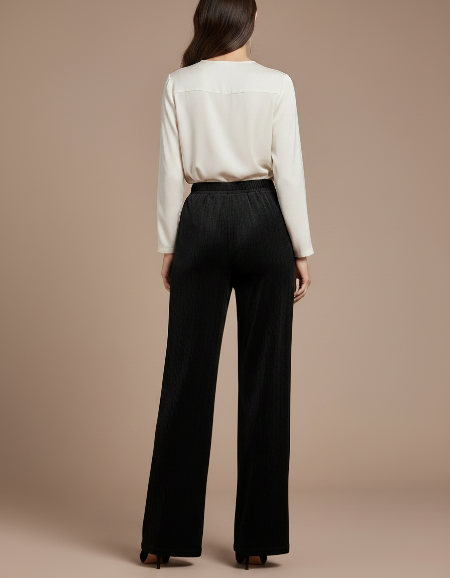 Pantalon En Panne De Velours - Noir - vue 2