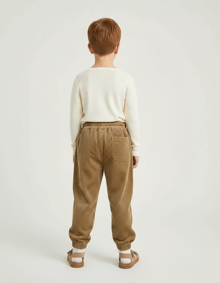 Pantalon Garcon Velours - Marron Cordé - vue 2