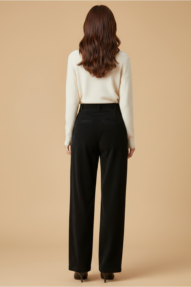 Pantalon Large Femme Velours Cotele - Noir - vue 2