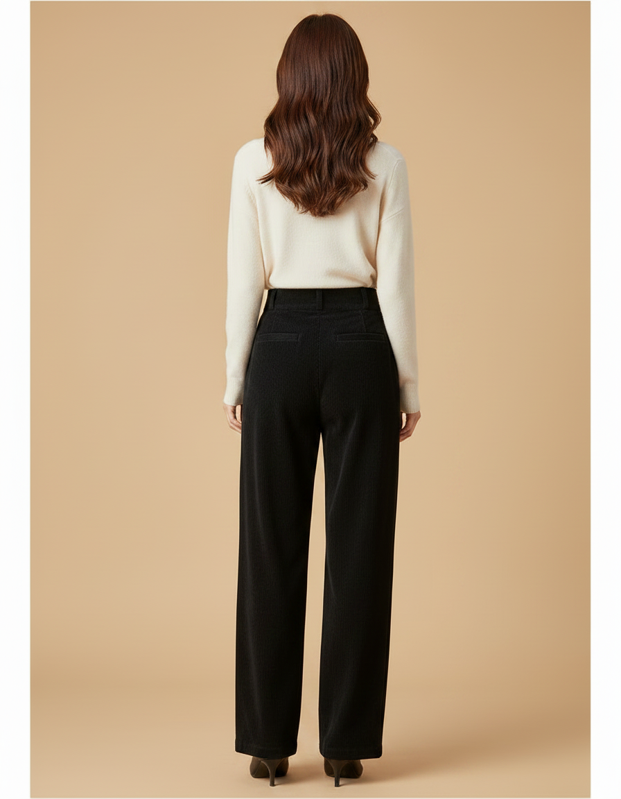 Pantalon Large Femme Velours Cotele - Noir - vue 2