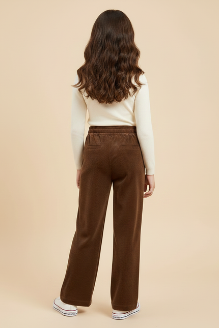 Pantalon Velours Marron Côtelé Droit Ample Enfant - Cordé - vue 2