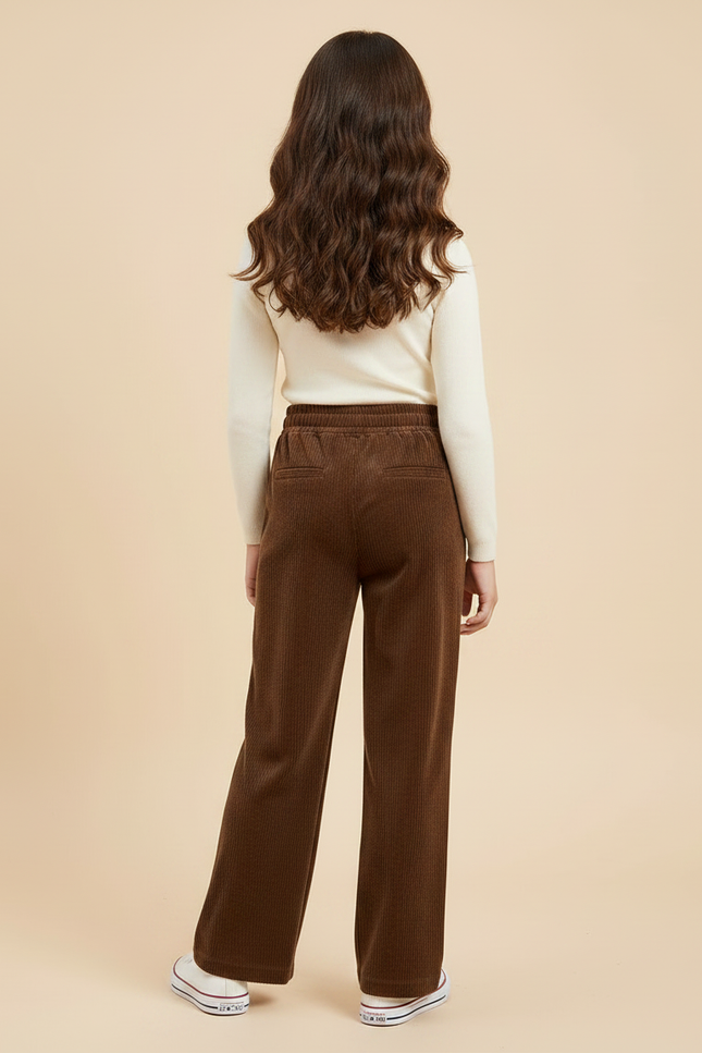 Pantalon Velours Marron Côtelé Droit Ample Enfant - Cordé - vue 2