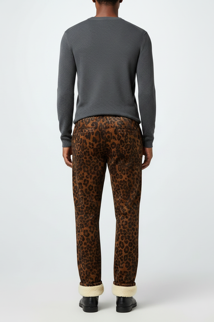 Pantalon Velours Léopard Doublé Polaire Hiver - Imprimé - vue 2