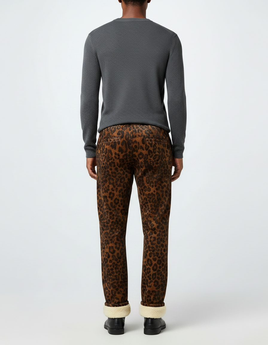 Pantalon Velours Léopard Doublé Polaire Hiver - Imprimé - vue 2