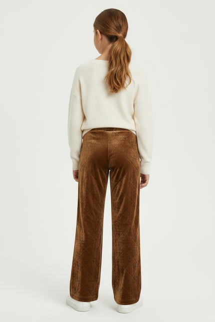 Pantalon Velours Marron Matelassé Large Enfant - vue 2
