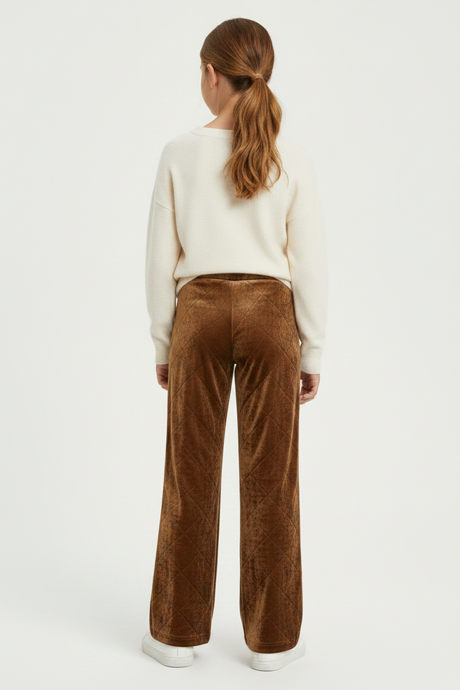 Pantalon Velours Marron Matelassé Large Enfant - vue 2