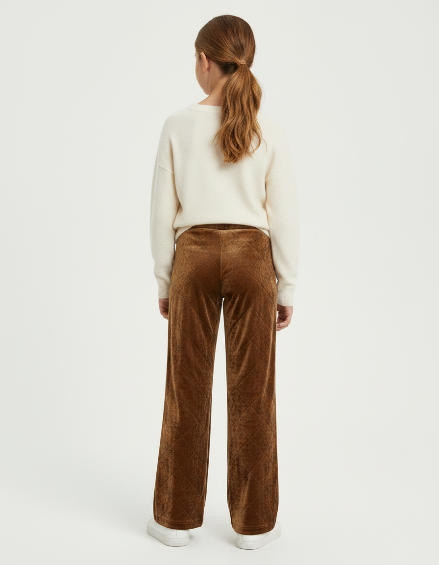 Pantalon Velours Marron Matelassé Large Enfant - vue 2