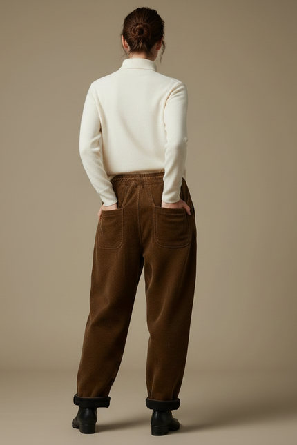 Pantalon Velours Femme Marron Baggy - Cordé - vue 2