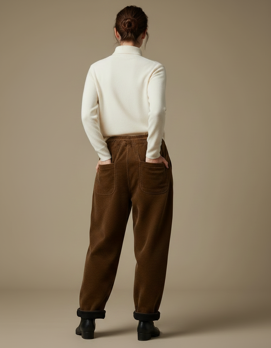 Pantalon Velours Femme Marron Baggy - Cordé - vue 2