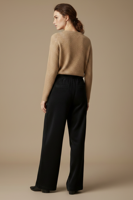 Pantalon Velours Noir Côtelé Ample Décontracté Femmes - Cordé - vue 2