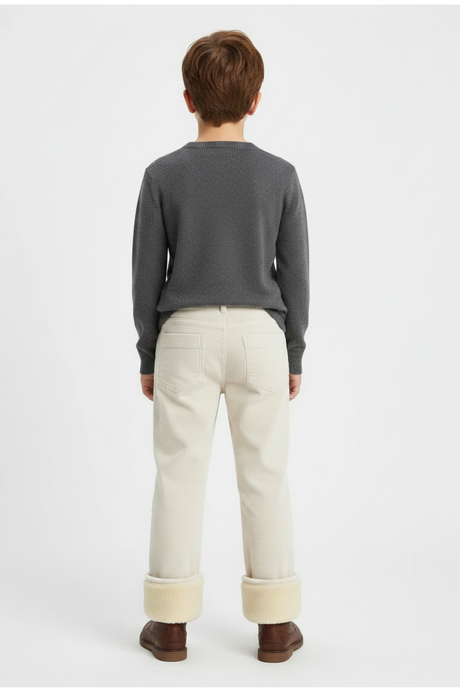 Pantalon Velours Côtelé Doublé Chaud Enfant - Beige Cordé - vue 2