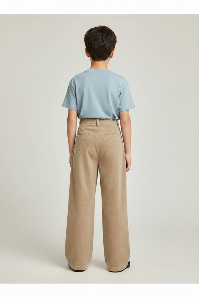 Pantalon Velours Beige Côtelé Ample Garçon Décontracté - Cordé - vue 2