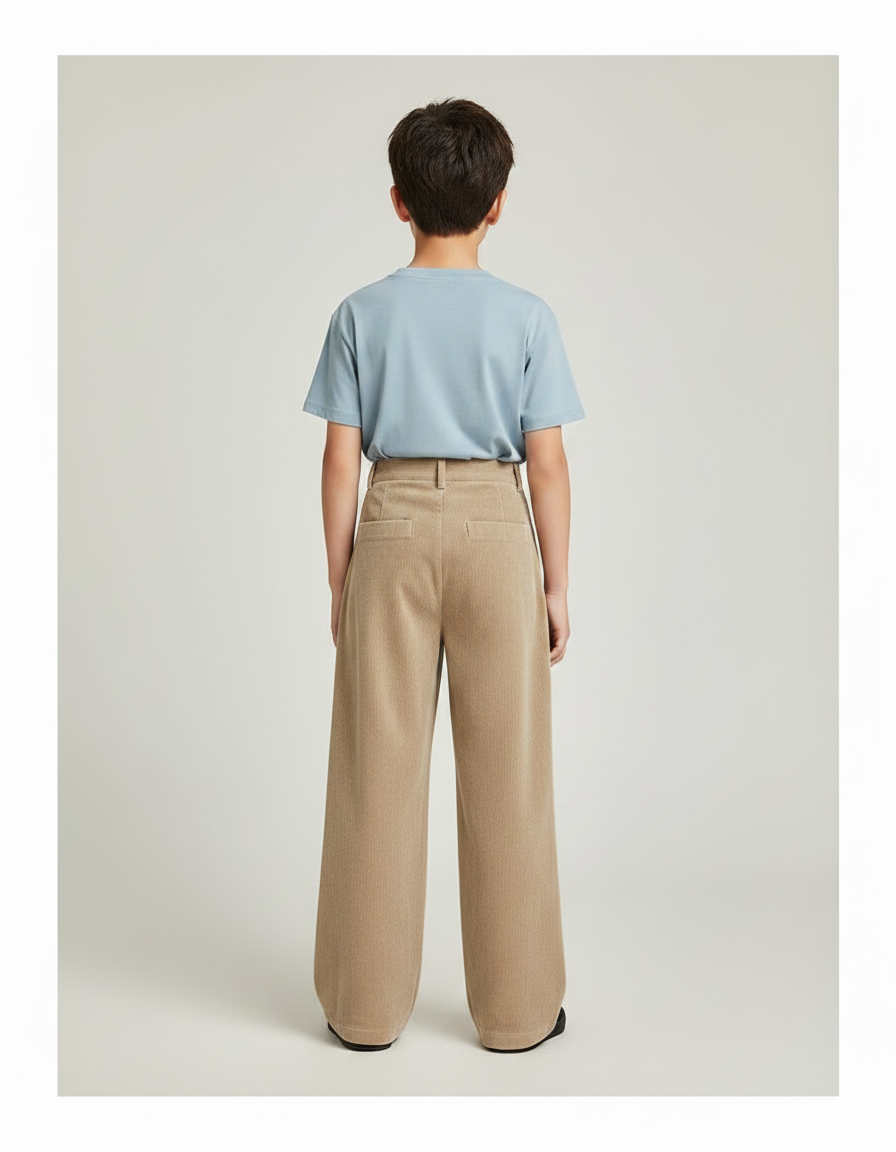 Pantalon Velours Beige Côtelé Ample Garçon Décontracté - Cordé - vue 2