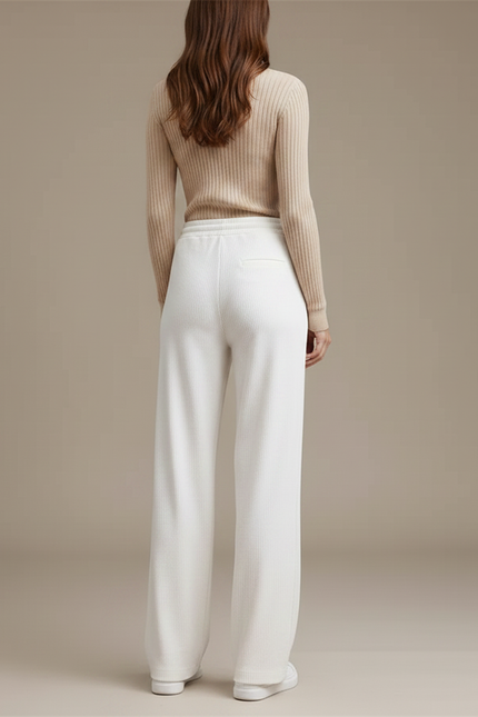 Pantalon Velours Blanc Côtelé Ample Décontracté Femme - Cordé - vue 2