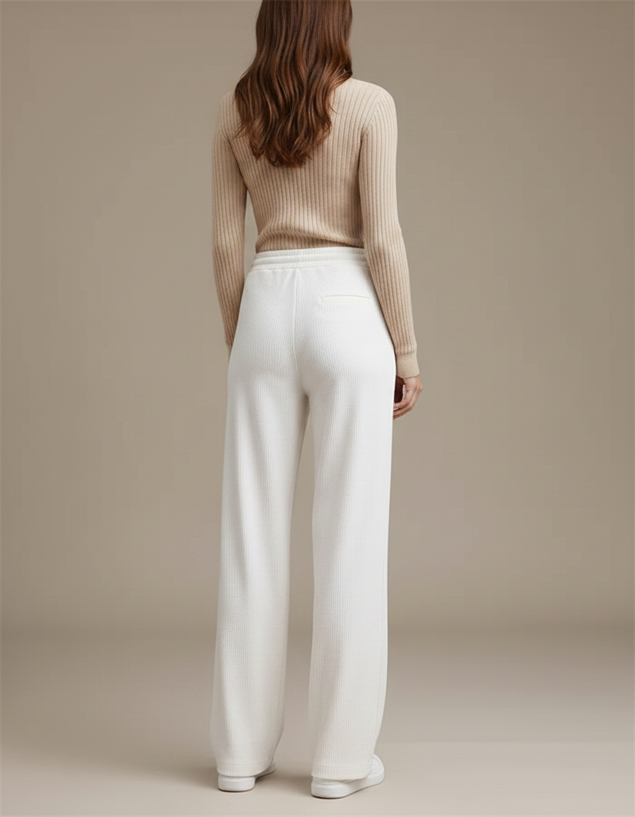 Pantalon Velours Blanc Côtelé Ample Décontracté Femme - Cordé - vue 2