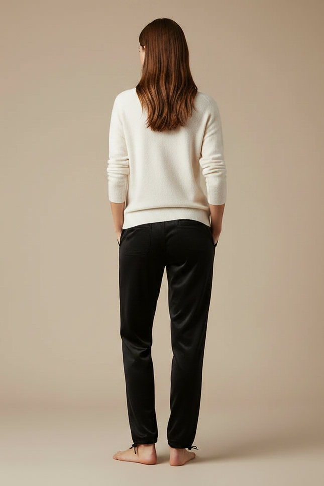 Pantalon Velours Noir Fluide Élégant Femme - vue 2
