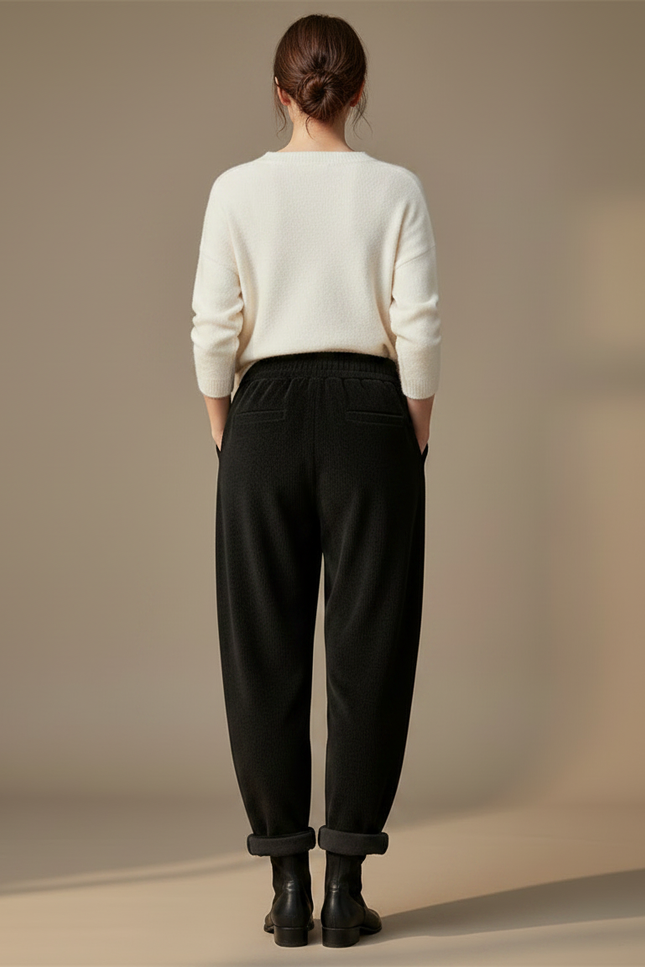 Pantalon Velours Noir Ample Décontracté Harem Femme - vue 2