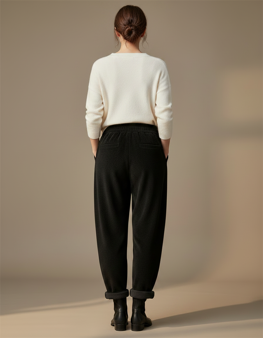 Pantalon Velours Noir Ample Décontracté Harem Femme - vue 2