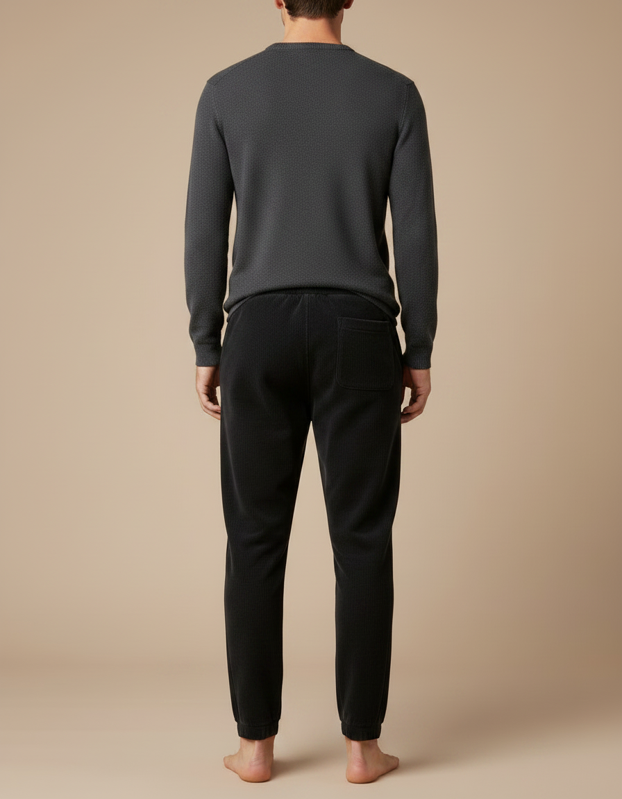 Pantalon Velours Noir Côtelé Décontracté Cordon Homme - Cordé - vue 2