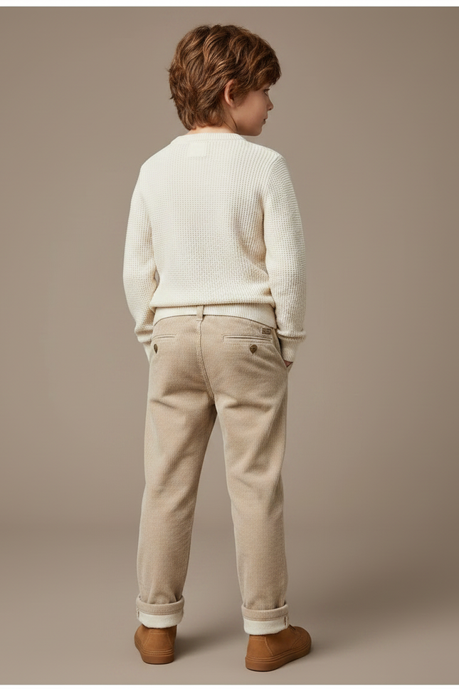 Pantalon Velours Garçon Beige Droit - Cordé - vue 2